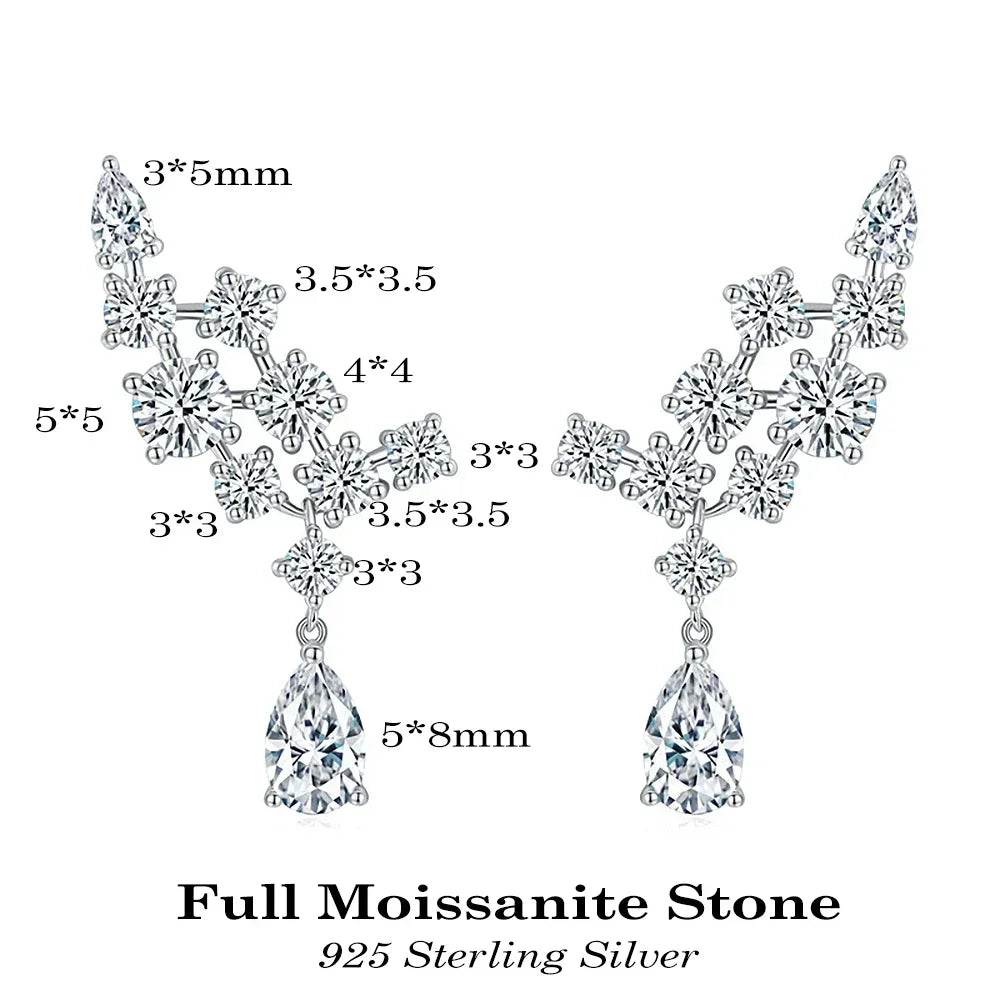 Women's S925 Moissanite Clustered Flared Pear Cut Diamond Earrings - Different Drips