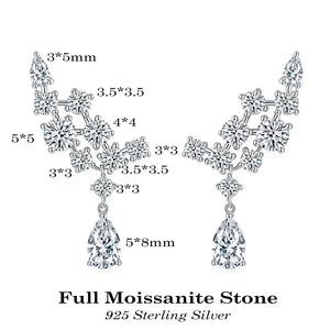 Women's S925 Moissanite Clustered Flared Pear Cut Diamond Earrings - Different Drips