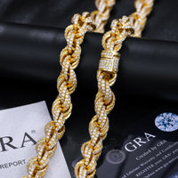 Thumbnail for 8-12mm S925 Moissanite Braided Rope Chain - Different Drips