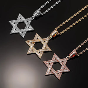 Baguette Star Of David Pendant - Different Drips