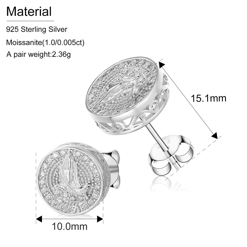 S925 Moissanite Prayer Hands Round Cut Stud Earrings - Different Drips