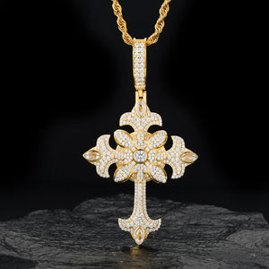 S925 Moissanite Royal Flared Cross Pendant - Different Drips