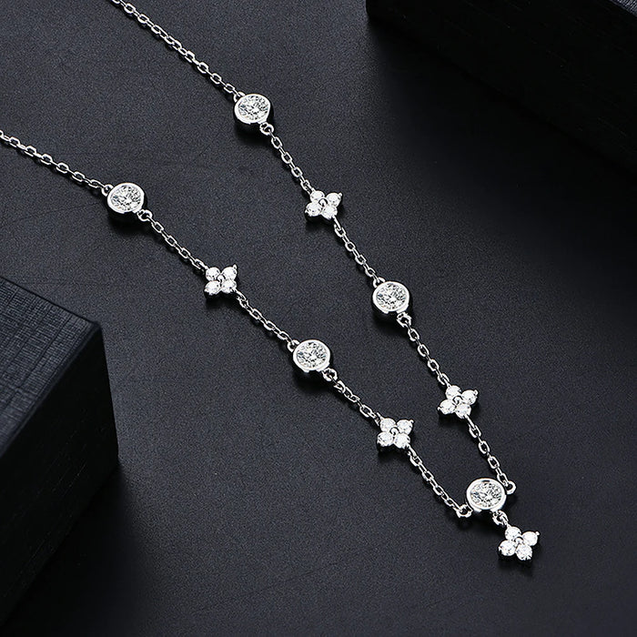 3.5mm Women's S925 Moissanite Diamond Stationed Necklace - Different Drips
