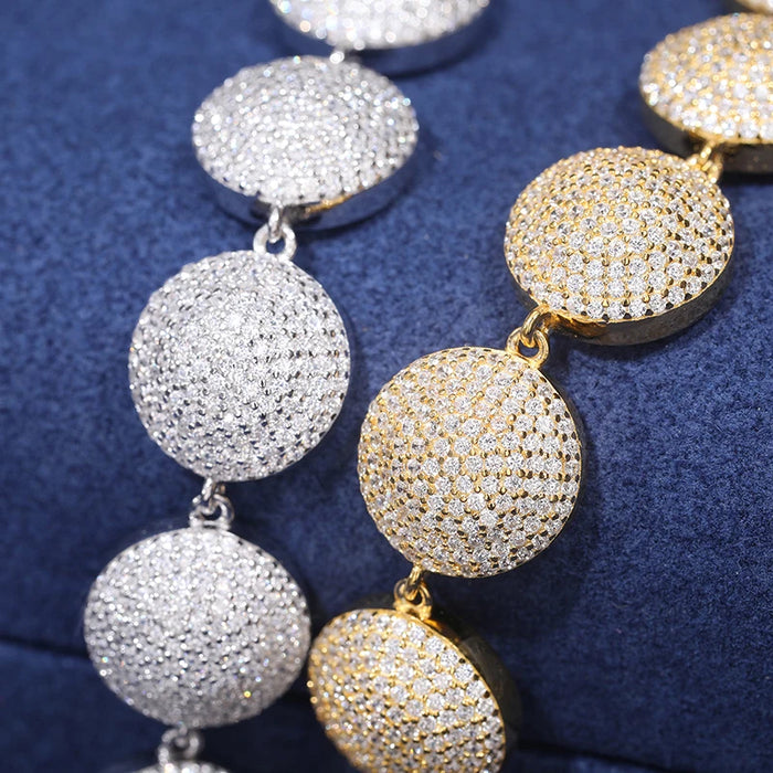 12mm S925 Moissanite Pave Round Link Bracelet - Different Drips