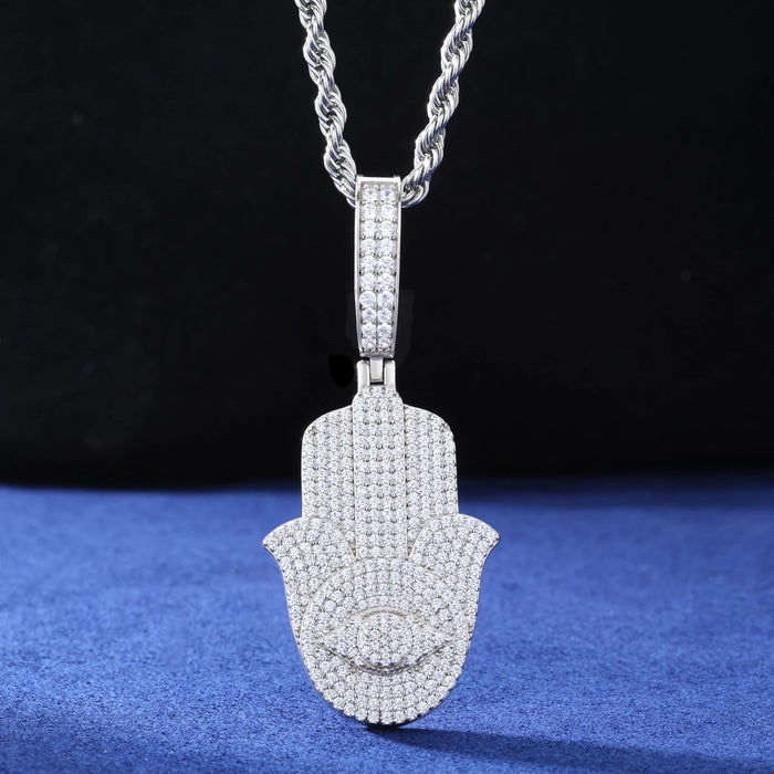 S925 Moissanite Hamsa Hand Pendant - Different Drips