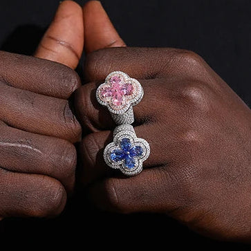 S925 Colored Moissanite Spades Signet Ring - Different Drips