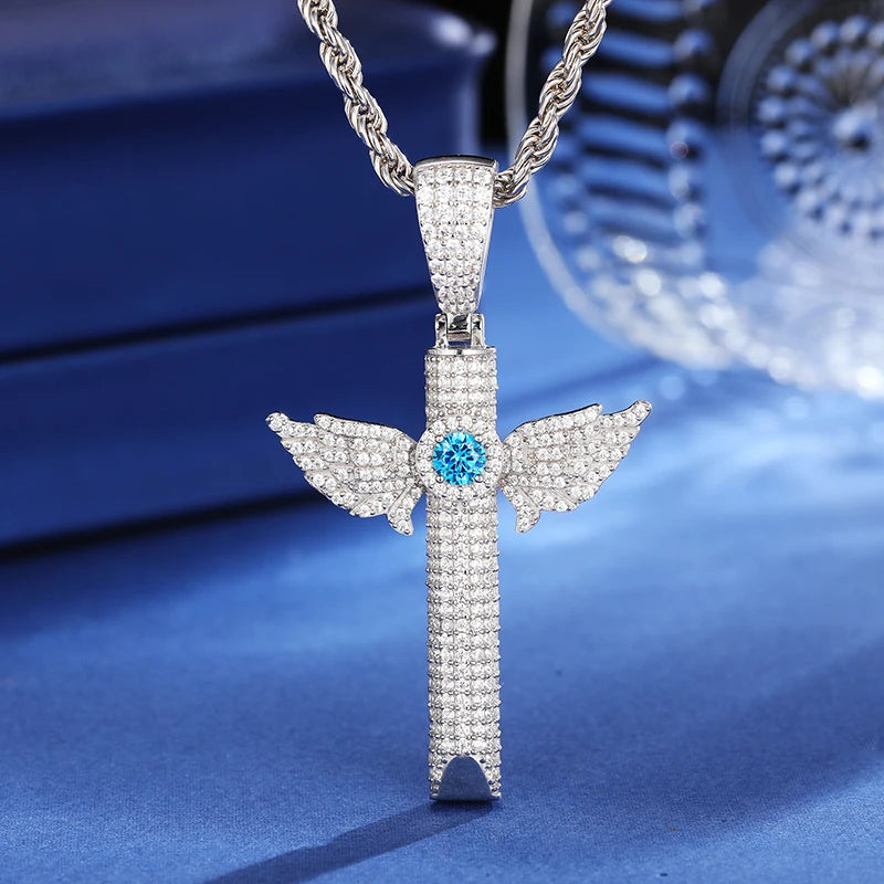 S925 Birth Stone Moissanite Winged Whistle Pendant - Different Drips