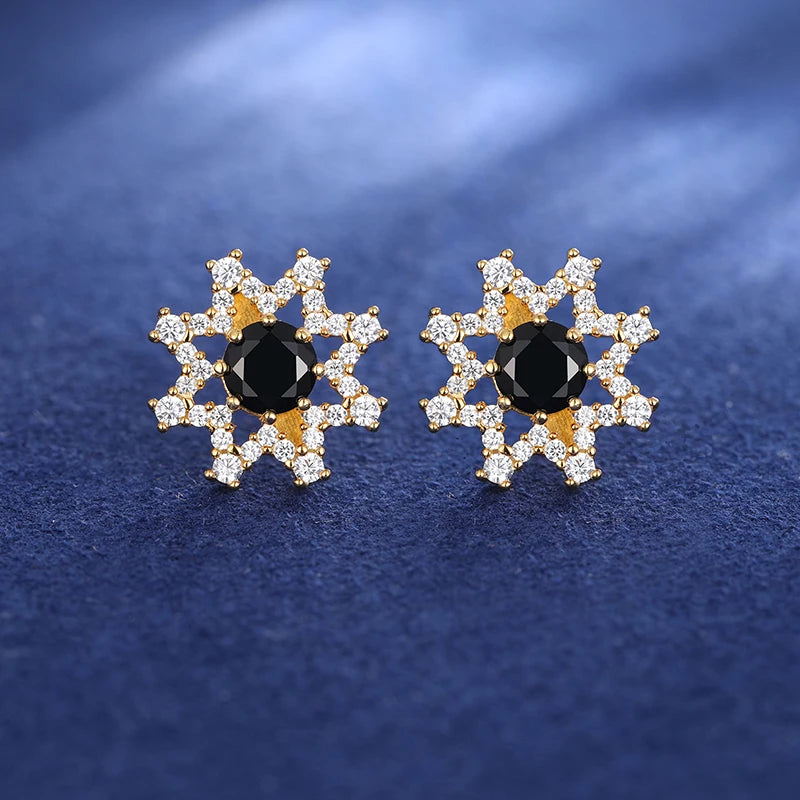 S925 Black Moissanite Eight-pointed Star Stud Earrings - Different Drips