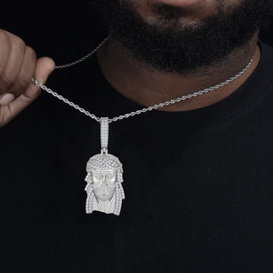 S925 Moissanite Diamond Solid Jesus Head Pendant - Different Drips