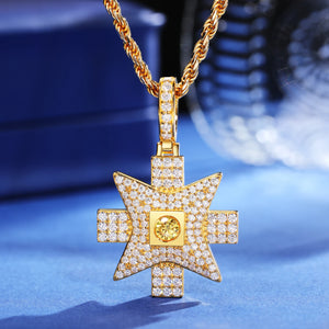 S925 Moissanite Maltese Cross Pendant - Different Drips