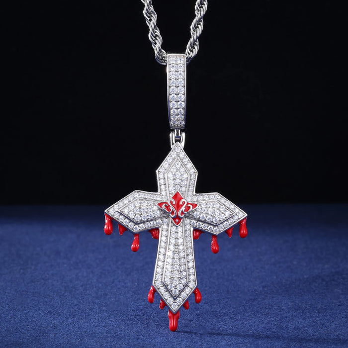 S925 Moissanite Dripping Cross Pendant - Different Drips