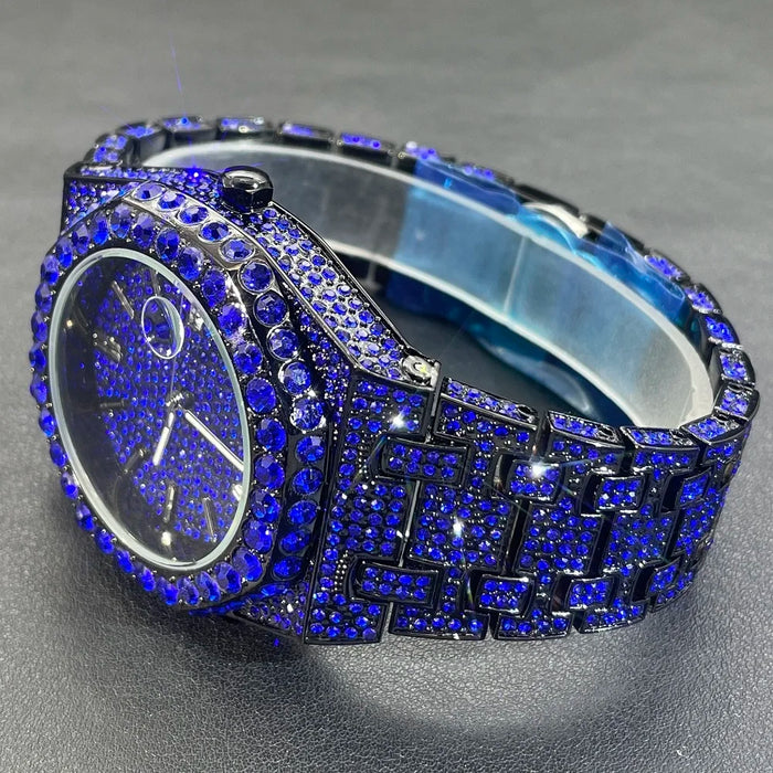 Bust Down Royal Blue Iced Out Watch - Different Drips