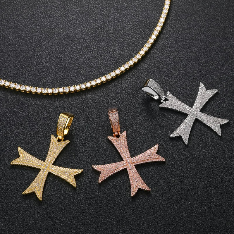 Iced Out Holy Cross Pendant - Different Drips