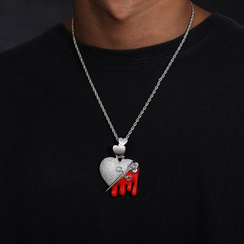 Iced Heart Dripping Sword Pendant - Different Drips