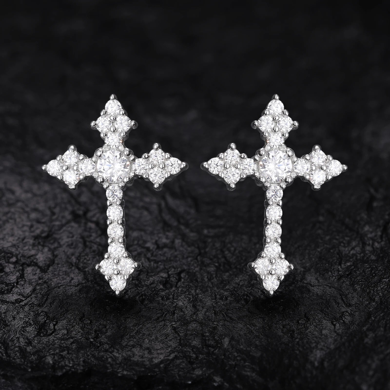 S925 Moissanite Diamond Cross Earrings - Different Drips