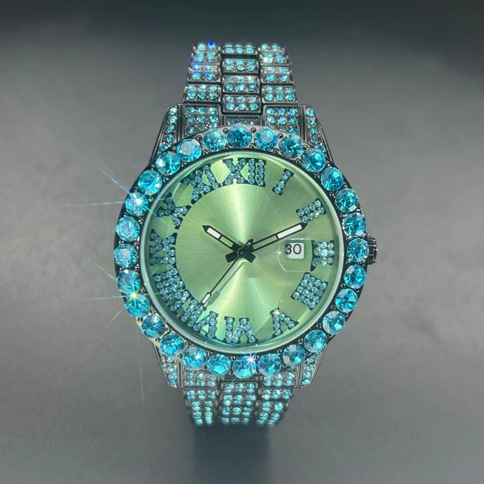 Bust Down Aqua Roman Watch - Different Drips