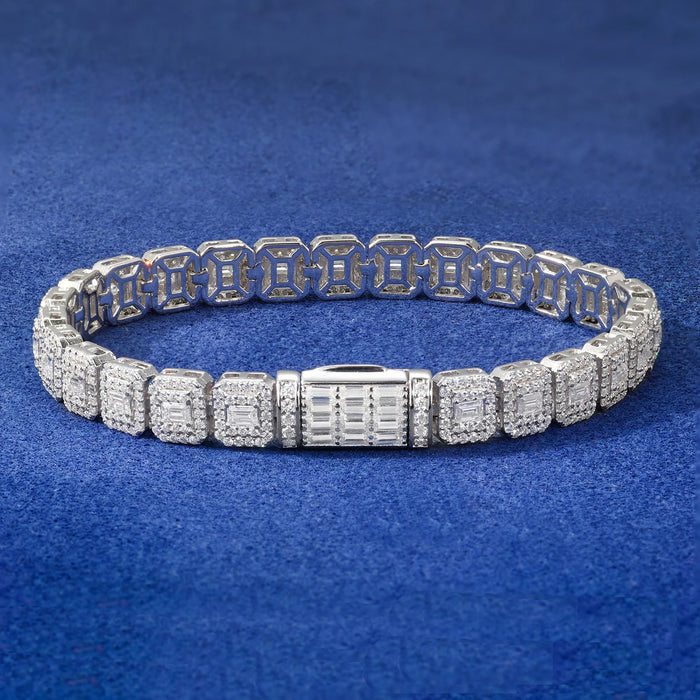 Moissanite Emerald-Cut Halo Tennis Bracelet - Different Drips