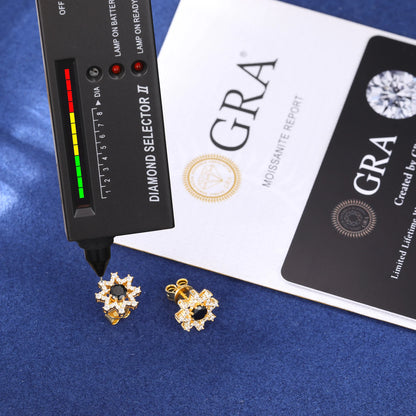 S925 Black Moissanite Eight-pointed Star Stud Earrings - Different Drips