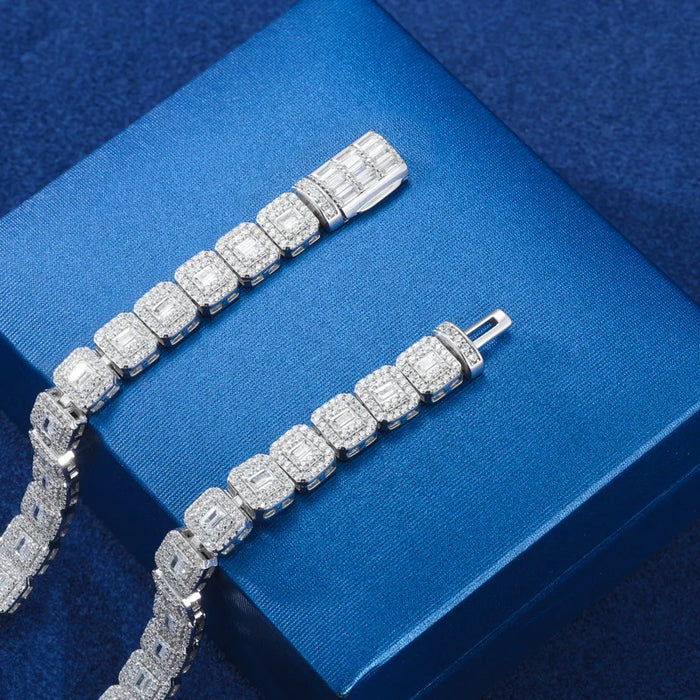 Moissanite Emerald-Cut Halo Tennis Bracelet - Different Drips