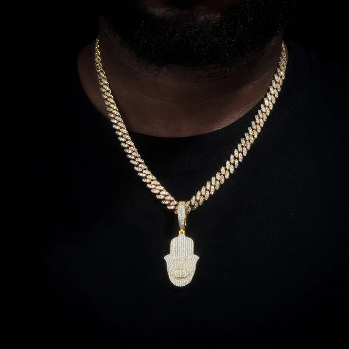 S925 Moissanite Hamsa Hand Pendant - Different Drips