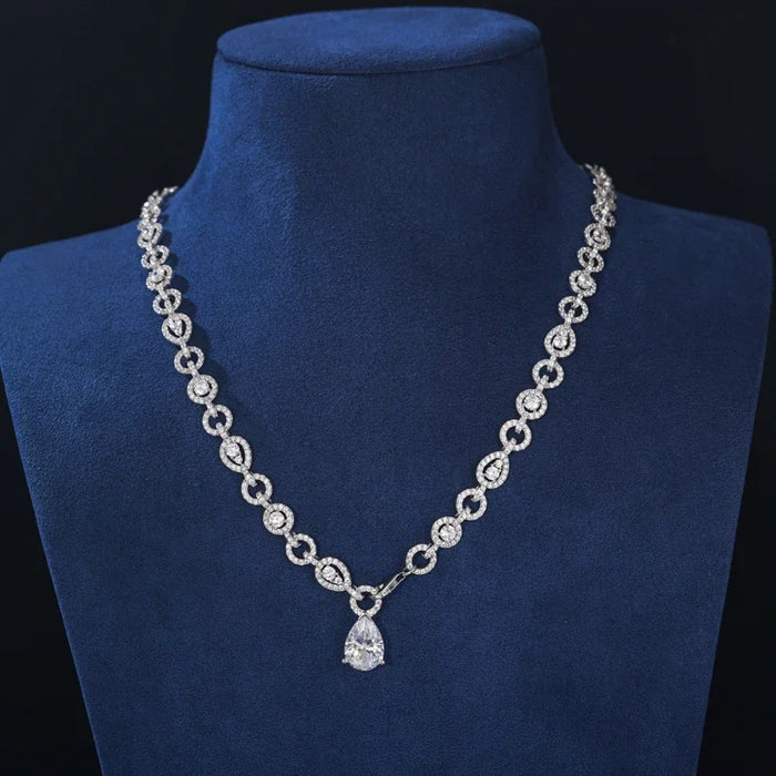 S925 Moissanite Diamond Double-Circle Link Necklace - Different Drips
