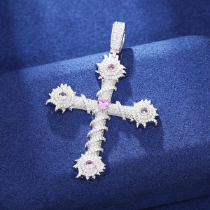 S925 Moissanite Thorns Cross Pendant - Different Drips