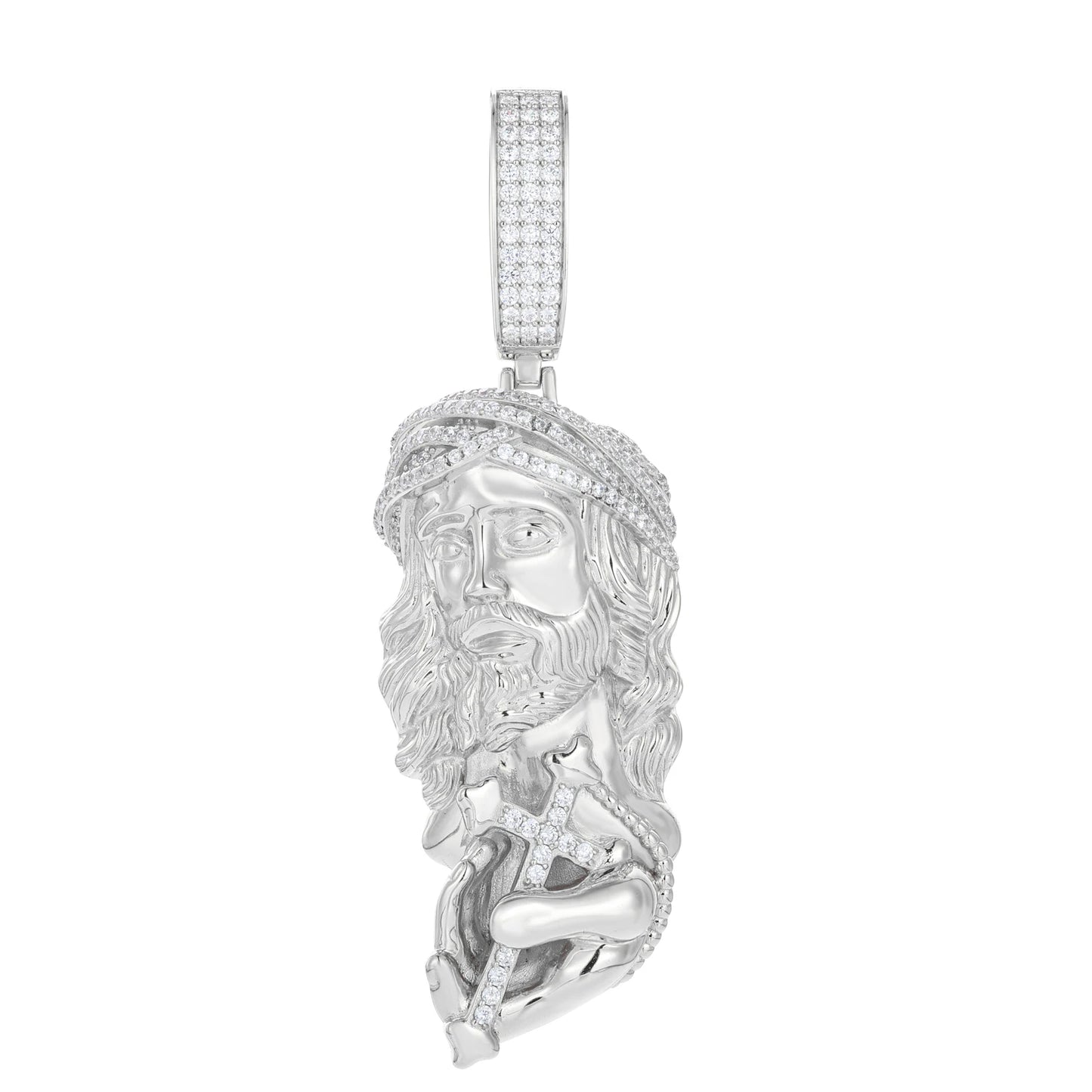 S925 Moissanite Jesus Holding Cross Pendant - Different Drips
