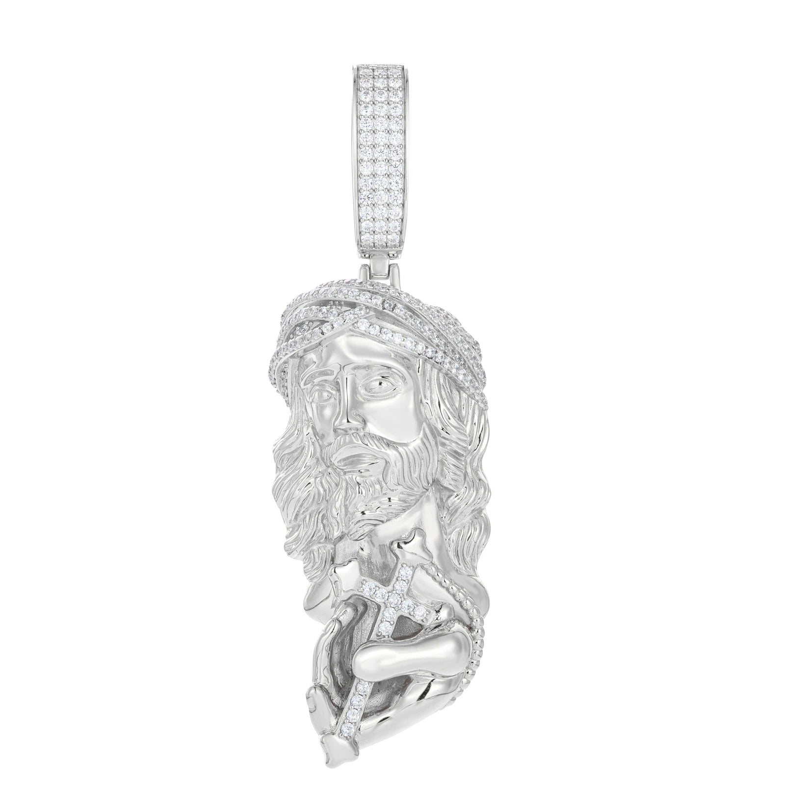 S925 Moissanite Jesus Holding Cross Pendant - Different Drips