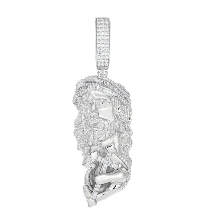 S925 Moissanite Jesus Holding Cross Pendant - Different Drips