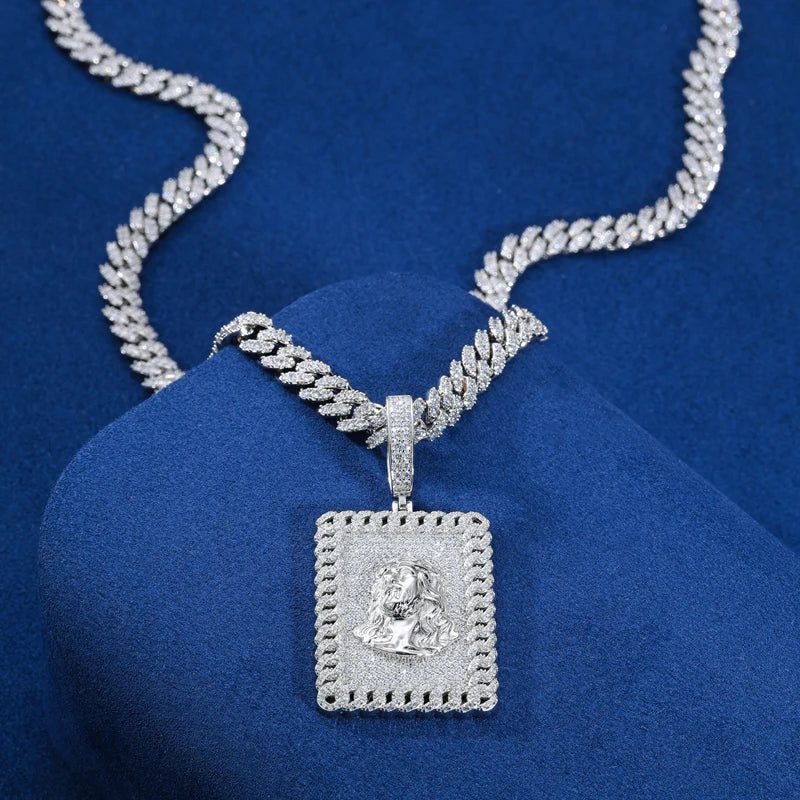 S925 Moissanite Diamond Cuban Frame Jesus Pendant - Different Drips