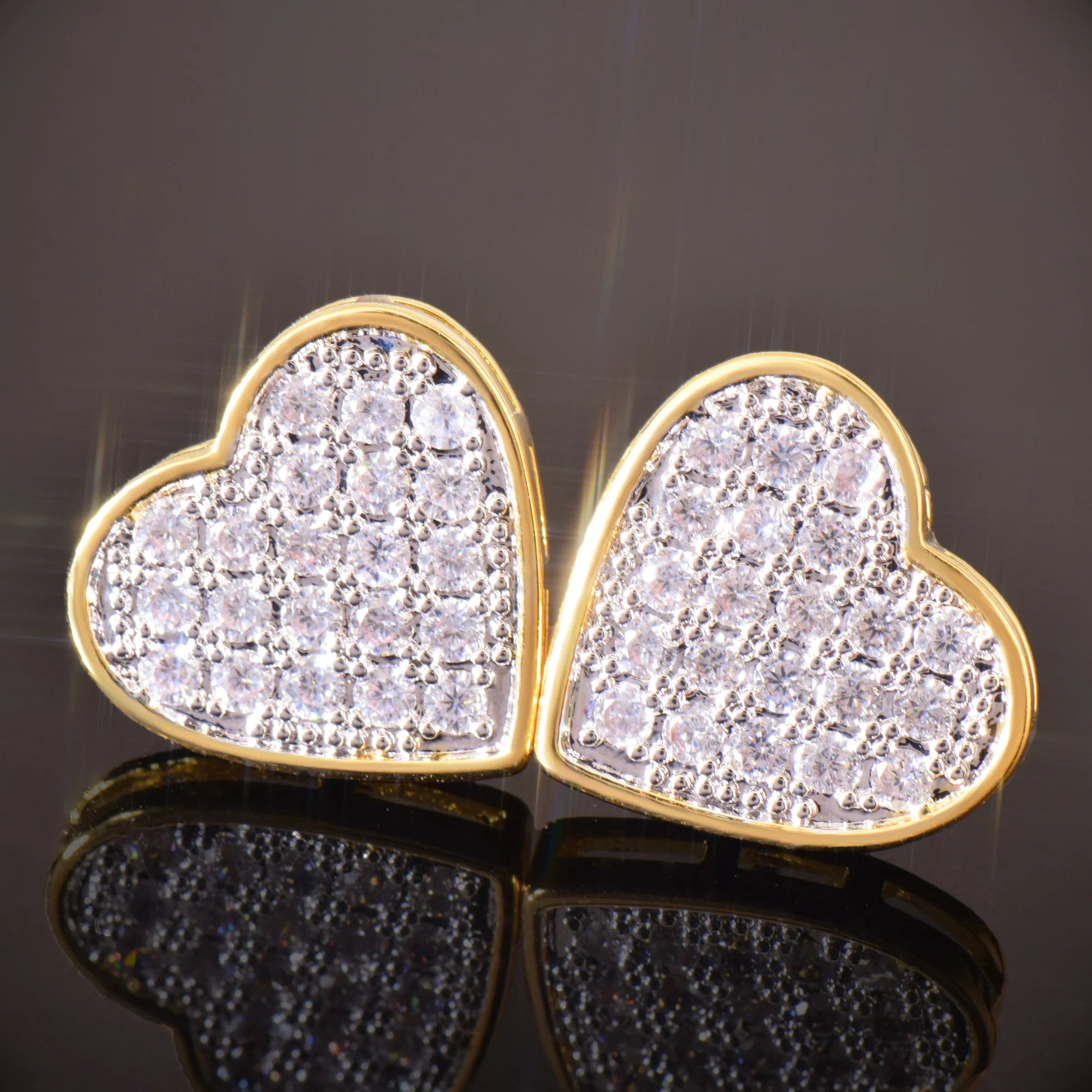 14mm Heart Pave Earrings - Different Drips