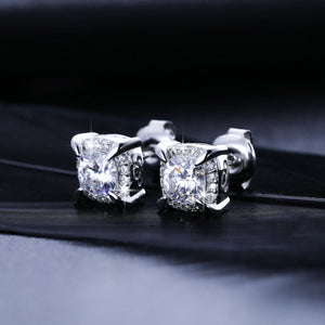 8mm S925 Moissanite Diamond Cushion Cut Earrings - Different Drips