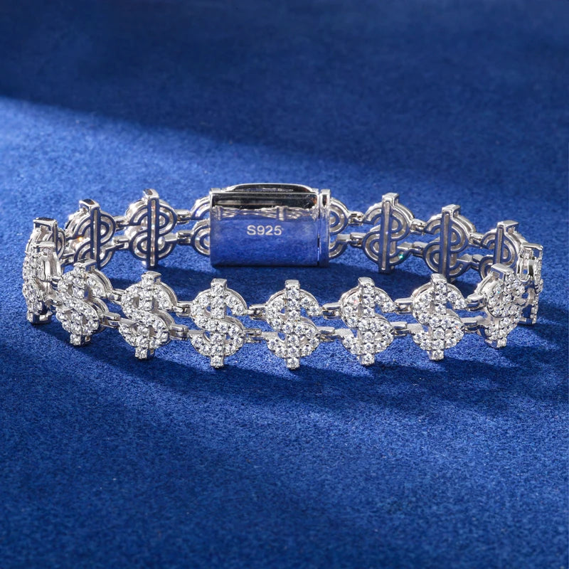 S925 Moissanite Dollar Link Bracelet - Different Drips
