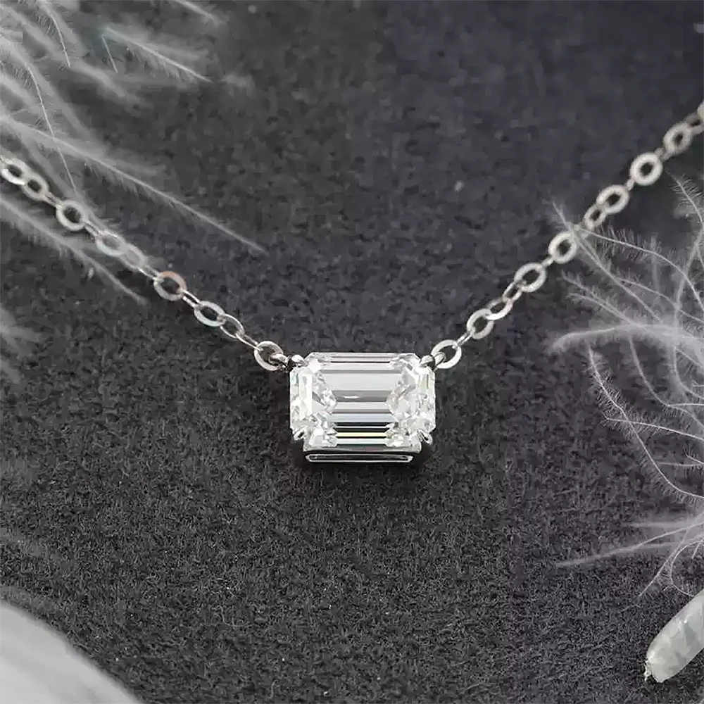 Women's S925 Moissanite Emerald Cut Pendant - Different Drips