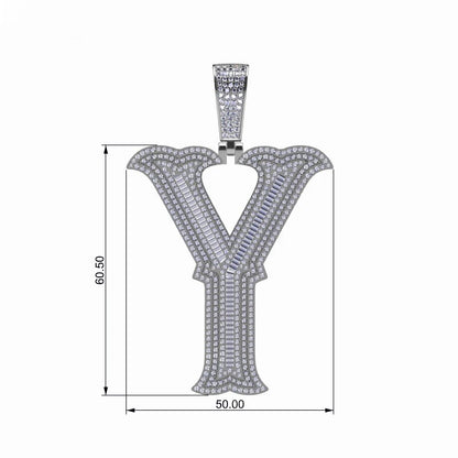 S925 Moissanite Baguette Custom Letter Pendant - Different Drips