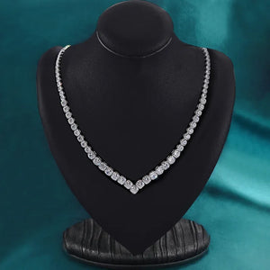 3mm Women's S925 Moissanite Chevron Tennis Necklace - Different Drips