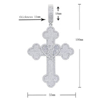 Thumbnail for Iced Baguette Heart Cross Pendant - Different Drips