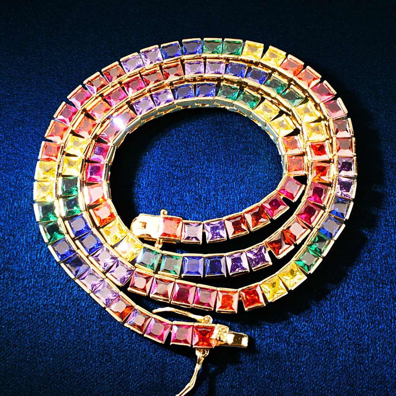 4mm Multi Color Square Tennis Chain - Different Drips