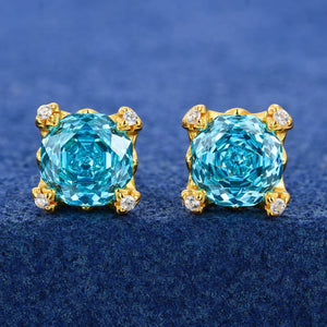Moissanite Ice-Blue Round Stud Earrings - Different Drips