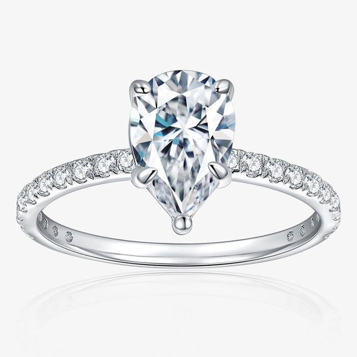 Women's S925 Moissanite Pear Micro Band Ring - Different Drips