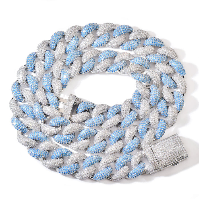 14mm White & Blue Miami Cuban Link Chain - Different Drips