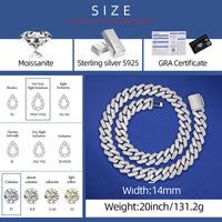 Thumbnail for 10-22mm S925 Baguette Moissanite Prong Cuban Chain - Different Drips