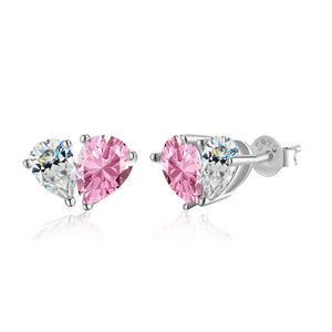 Women's 925 Pink/White Moissanite Diamond Pear Cut Earrings - Different Drips