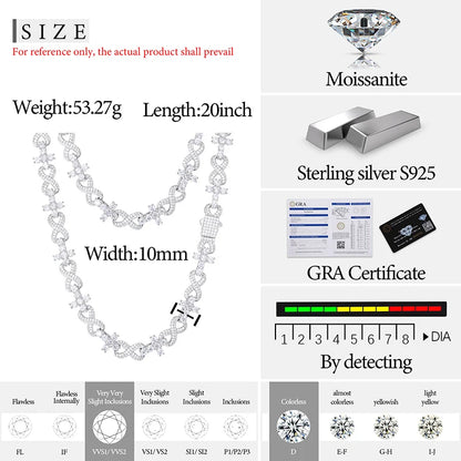S925 Moissanite Diamond Cross / Infinity Link Chain - Different Drips