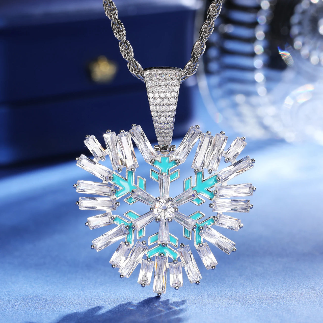S925 Moissanite Glow In The Dark Snow Flake Pendant - Different Drips
