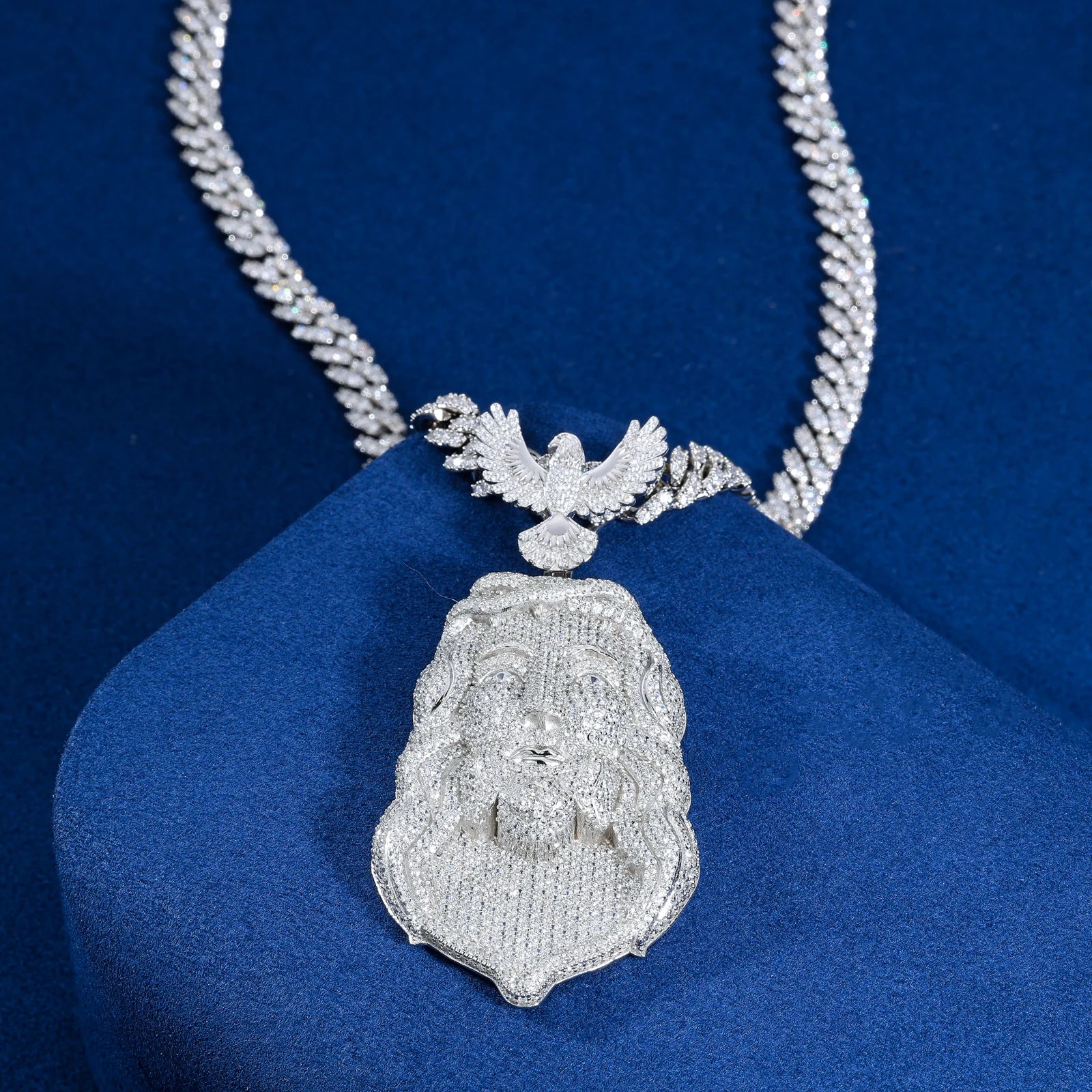 S925 Moissanite Diamond Jesus Piece Pendant with Angel Bail - Different Drips