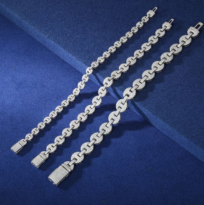 6-10mm Moissanite Iced Mariner-Link Bracelet - Different Drips