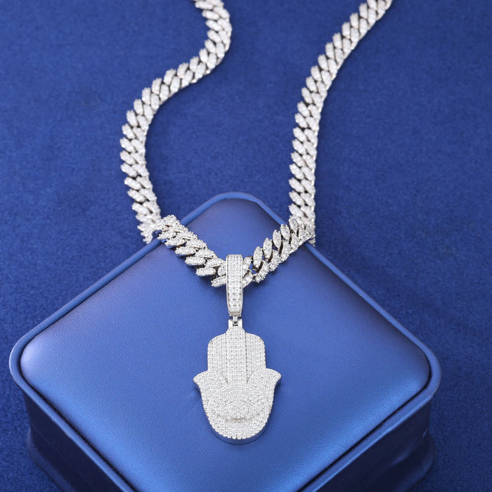 S925 Moissanite Hamsa Hand Pendant - Different Drips