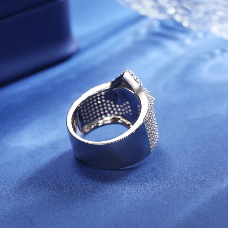 S925 Moissanite Cross Signet Ring - Different Drips
