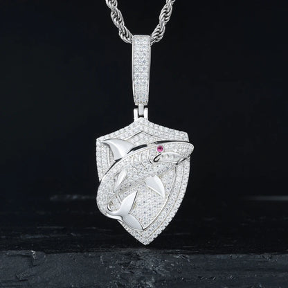 S925 Moissanite Shark Shield Pendant - Different Drips